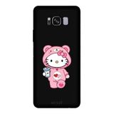 Samsung Galaxy S8 Plus İle Uyumlu Siyah Kitty Sip Desenli Silikon Kılıf