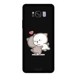 Samsung Galaxy S8 Plus İle Uyumlu Siyah Meow Hug Desenli Silikon Kılıf