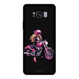 Samsung Galaxy S8 Plus İle Uyumlu Siyah Pink Rider Desenli Silikon Kılıf