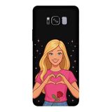 Samsung Galaxy S8 Plus İle Uyumlu Siyah Rose Heart Desenli Silikon Kılıf