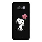 Samsung Galaxy S8 Plus İle Uyumlu Siyah Snoopy Bloom Desenli Silikon Kılıf