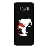 Samsung Galaxy S8 Plus İle Uyumlu Siyah Snoopy Love Desenli Silikon Kılıf