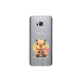 Samsung Galaxy S8 Plus ile Uyumlu Splash Kapibara Tasarımlı Şeffaf Silikon Kılıf