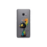 Samsung Galaxy S9 ile Uyumlu Splash Kedi Tasarımlı Şeffaf Silikon Kılıf