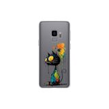 Samsung Galaxy S9 ile Uyumlu Splash Kedi Tasarımlı Slimfit Şeffaf Silikon Kılıf