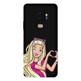 Samsung Galaxy S9 Plus İle Uyumlu Siyah Barbie Heart Desenli Silikon Kılıf