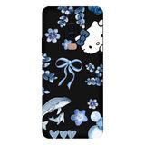 Samsung Galaxy S9 Plus İle Uyumlu Siyah Blue Flow Kitty Desenli Silikon Kılıf
