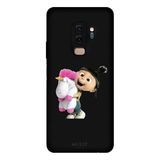 Samsung Galaxy S9 Plus İle Uyumlu Siyah Fluffy Hug Desenli Silikon Kılıf