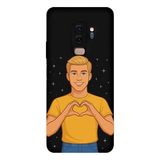 Samsung Galaxy S9 Plus İle Uyumlu Siyah Golden Heart Desenli Silikon Kılıf