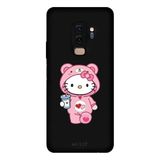 Samsung Galaxy S9 Plus İle Uyumlu Siyah Kitty Sip Desenli Silikon Kılıf
