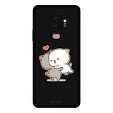 Samsung Galaxy S9 Plus İle Uyumlu Siyah Meow Hug Desenli Silikon Kılıf