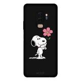 Samsung Galaxy S9 Plus İle Uyumlu Siyah Snoopy Bloom Desenli Silikon Kılıf