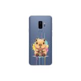 Samsung Galaxy S9 Plus ile Uyumlu Splash Kapibara Tasarımlı Slimfit Şeffaf Silikon Kılıf
