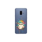 Samsung Galaxy S9 Plus ile Uyumlu Splash Kirpi Tasarımlı Slimfit Şeffaf Silikon Kılıf