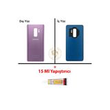 Samsung Galaxy S9 Plus Mor Renk Uyumlu Arka Kapak + B7000 Yapıştırıcı Arka Cam Batarya Kapağı Pil Kapağı Lazer Kesim Back Cover Galaxy S9 Plus Uyumlu