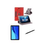 Samsung Galaxy Tab 3 Lite T113 7" Standlı Tablet Kılıfı+Nano Kırılmaz Ekran Koruyucu Kırmızı