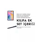 Samsung Galaxy Tab A7 Lite Sm-T220 Uyumlu Dönebilen Tablet Kılıfı+Ekran Koruyucu+Kalem Seti Lacivert