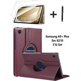 Samsung Galaxy Tab A9+ Plus 11 Inç Tablet Uyumlu 360 Döner Pu Deri Kılıf Seti SM-X210 - Mor