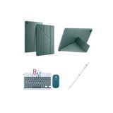 Samsung Galaxy Tab A9 Plus X210 11'' Uyumlu Standlı Kılıf Dokunmatik Kalem ve Klavye Mouse 3'lü Set - Haki
