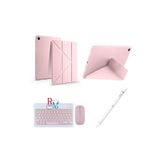 Samsung Galaxy Tab A9 Plus X210 11'' Uyumlu Standlı Kılıf Dokunmatik Kalem ve Klavye Mouse 3'lü Set - Pembe