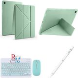 Samsung Galaxy Tab A9 Plus X210 11'' Uyumlu Standlı Kılıf Dokunmatik Kalem ve Klavye Mouse 3'lü Set - Yeşil