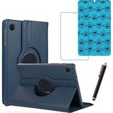 Samsung Galaxy Tab A9 X110 Uyumlu Tablet Kılıfı Cam Ekran Koruyucu Kalem Set - Lacivert