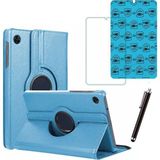 Samsung Galaxy Tab A9 X110 Uyumlu Tablet Kılıfı Cam Ekran Koruyucu Kalem Set - Mavi
