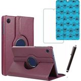 Samsung Galaxy Tab A9 X110 Uyumlu Tablet Kılıfı Cam Ekran Koruyucu Kalem Set - Mor