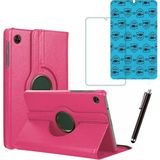 Samsung Galaxy Tab A9 X110 Uyumlu Tablet Kılıfı Cam Ekran Koruyucu Kalem Set - Pembe