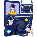 Samsung Galaxy Tab S10 Fe (2025) Standlı ve Boyun Askılı Astronot Figürlü Çocuk Tablet Kılıf Sm- X520 - Lacivert