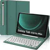 Samsung Galaxy Tab S10 Fe Plus 13.1 Inç 2025 Uyumlu Tablet Klavyeli Kılıf Kablosuz Bluetooth Kalem Bölmeli Q Türkçe Klavyeli Tablet Kılıfı - SM-X520 X526C X526B - Galaxy Tab S10 Fe Plus 13.1inç 2025 - Koyu Yeşil