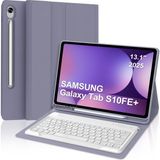 Samsung Galaxy Tab S10 Fe Plus 13.1 Inç 2025 Uyumlu Tablet Klavyeli Kılıf Kablosuz Bluetooth Kalem Bölmeli Q Türkçe Klavyeli Tablet Kılıfı - SM-X520 X526C X526B - Galaxy Tab S10 Fe Plus 13.1inç 2025 - Lavanta