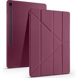 Samsung Galaxy TAB S10 FE Plus Uyumlu 13.1 inç Kalem Bölmeli Standlı Tri‑folding Tablet Kılıfı - Mürdüm