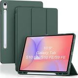 Samsung Galaxy Tab S10 Fe / S10 Lite / S9 Fe 10.9 Inç ile Uyumlu Premium Tablet Kılıfı – Yumuşak Arka Kapak, Stand Özellikli, Otomatik Uyandırma/uyku Fonksiyonlu, Darbe Korumalı Yüksek Koruyuculu Kılıf - Koyu Yeşil