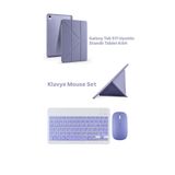 Samsung Galaxy Tab S11 11inç 2025 ile uyumlu Kılıf Kalem Bluetooth Klavye ve Mouse Set, Standlı X736 X730 (Mor)