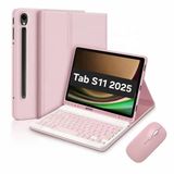Samsung Galaxy Tab S11 Klavye Kılıfı 11inç inç 2025, Manyetik Ayrılabilir Kablosuz Bluetooth Klavye, Çok Açılı Stand, PU Deri Folyo Kapak (Pembe)