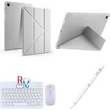 Samsung Galaxy Tab S6 Lite P610/613 Uyumlu Standlı Kılıf Dokunmatik Kalem ve Klavye Mouse 3'lü Set - Gri