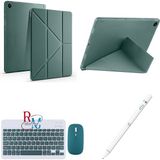Samsung Galaxy Tab S6 Lite P610/613 Uyumlu Standlı Kılıf Dokunmatik Kalem ve Klavye Mouse 3'lü Set - Haki