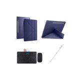 Samsung Galaxy Tab S8 Plus X800 12.4'' Uyumlu Standlı Kılıf Dokunmatik Kalem ve Klavye Mouse 3lü Set Lacivert