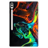 Samsung Galaxy Tab S8 Ultra SM-X900 14.6" ile Uyumlu Kılıf, Desenli Silikon, Boyaların Dansı, Çok Renkli avonm-v-cvr454996