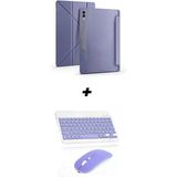 Samsung Galaxy Tab S9 FE Plus 12.4 inç Tablet Kılıfı, Standlı, Bluetooth Klavye ve Mouse Seti (mor)