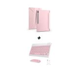 Samsung Galaxy Tab S9 FE Plus 12.4 inç Tablet Kılıfı, Standlı, Bluetooth Klavye ve Mouse Seti (pembe)