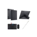 Samsung Galaxy Tab S9 FE Plus 12.4 inç Uyumlu Standlı Kılıf Dokunmatik Kalem ve Klavye Mouse 3lü Set Siyah