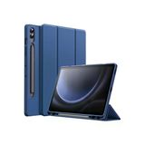 Samsung Galaxy Tab S9+ Fe Plus 12.4 Uyumlu Kılıf Uyku Modlu Pu Deri Arkası Silikon Kalem Bölmeli Lacivert