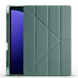 Samsung Galaxy Tab S9 Fe Plus SM-X610 / SM-X616 Kılıf 12.4 inç Kalem Bölmeli Silikon Tablet Kılıfı Koyu Yeşil