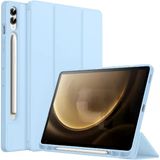 Samsung Galaxy Tab S9 Fe Plus X610 12.4 İnç Kılıf Premium Silikon Kalem Bölmeli Smart Case Mavi