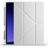 Samsung Galaxy Tab S9 Fe SM-X510 X516 ile Uyumlu Kılıf Silikon Yumuşak Kalem Bölmeli Esnek 4 Farklı Stand Olabilen Tablet Kılıfı Gri