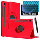 Samsung Galaxy Tab S9 Fe Uyumlu Tablet Kılıfı Ekran Koruyucu Kalem Set - Kırmızı