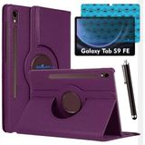 Samsung Galaxy Tab S9 Fe Uyumlu Tablet Kılıfı Ekran Koruyucu Kalem Set - Mor