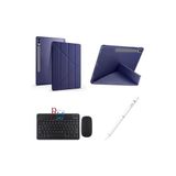 Samsung Galaxy Tab S9 Plus 12.4 inç Uyumlu Standlı Kılıf Dokunmatik Kalem ve Klavye Mouse 3 lü Set Lacivert